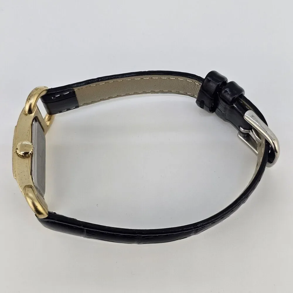 Nine West Women's Watch‎ 20MM White Dial New Black Leather Bands New Battery
